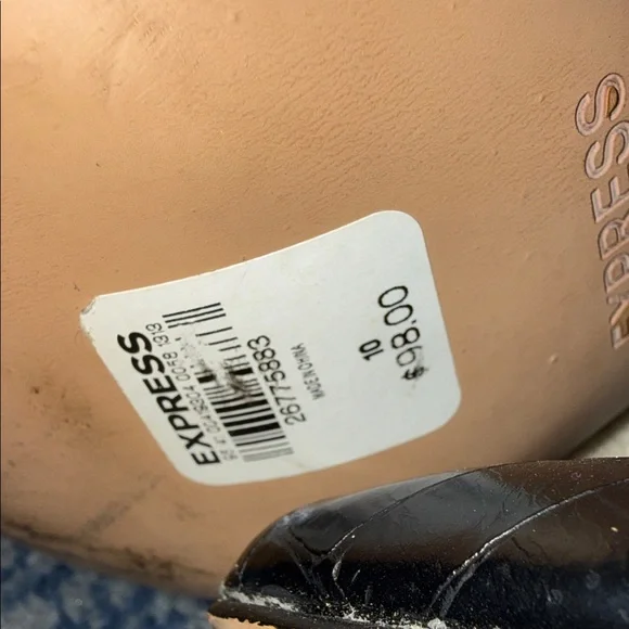 Express Black Croc-Embossed Knee-High Stiletto Boots size 10 - Picture 5 of 12